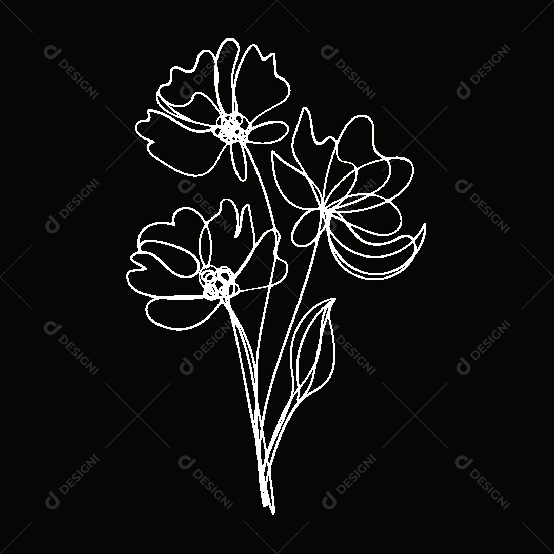 Desenho de Flores Feito a Mão Vetor EPS