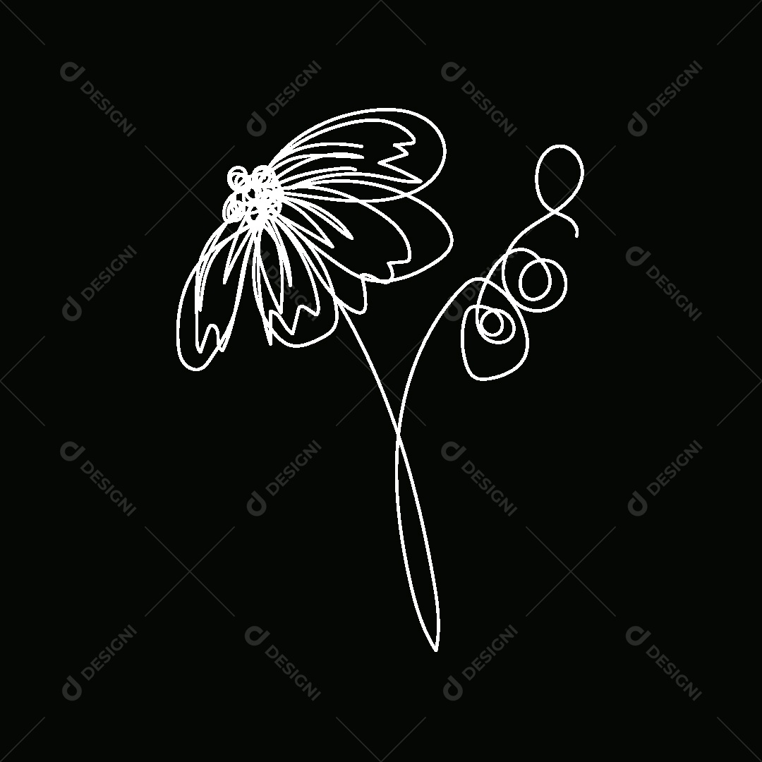 Desenho de Flores Feito a Mão Vetor EPS