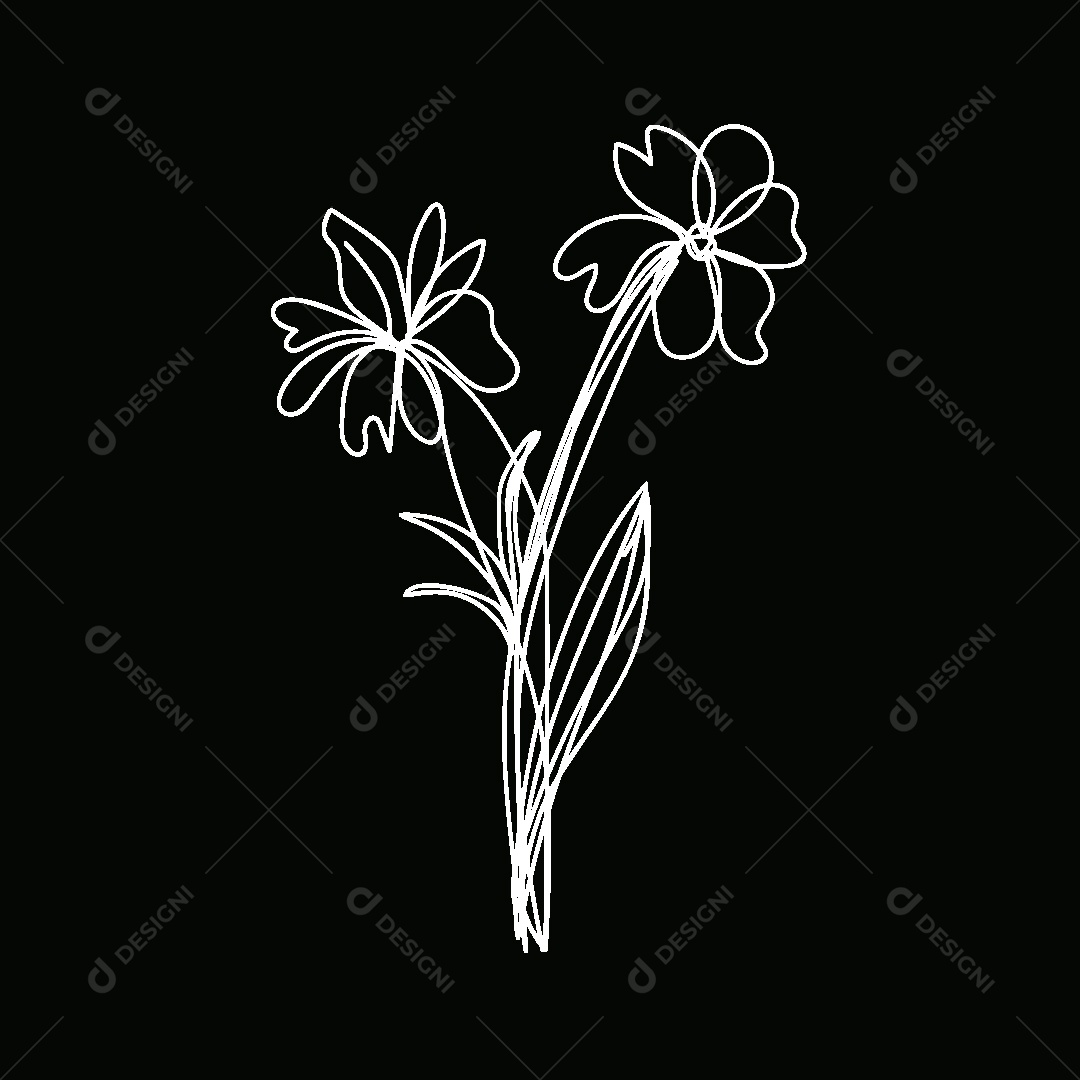 Desenho de Flores Feito a Mão Vetor EPS