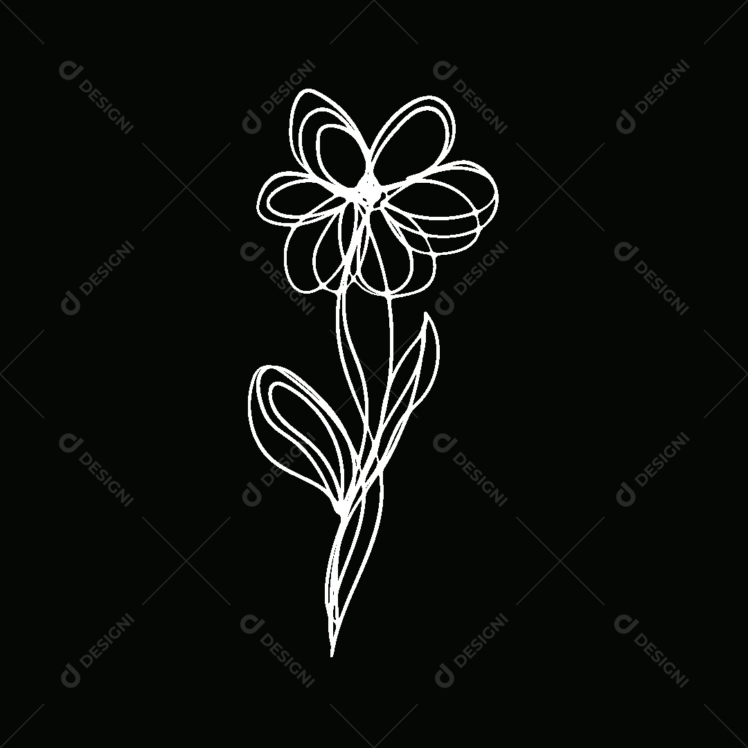 Desenho de Flores Feito a Mão Vetor EPS