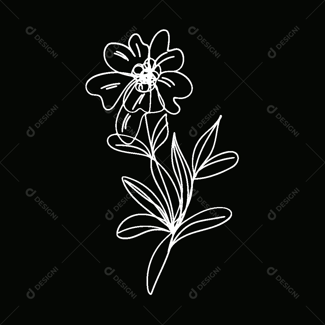 Desenho de Flores Feito a Mão Vetor EPS