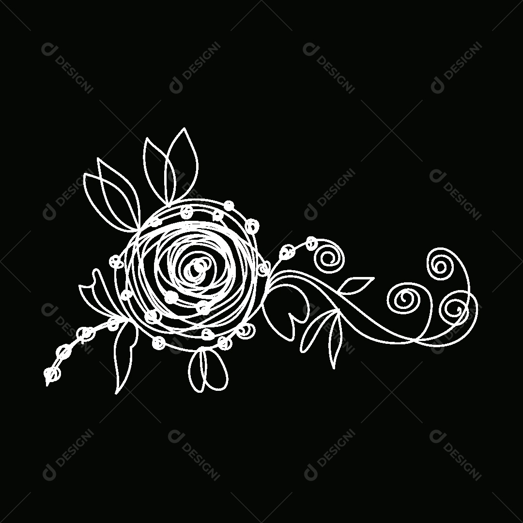 Desenho de Flores Feito a Mão Vetor EPS