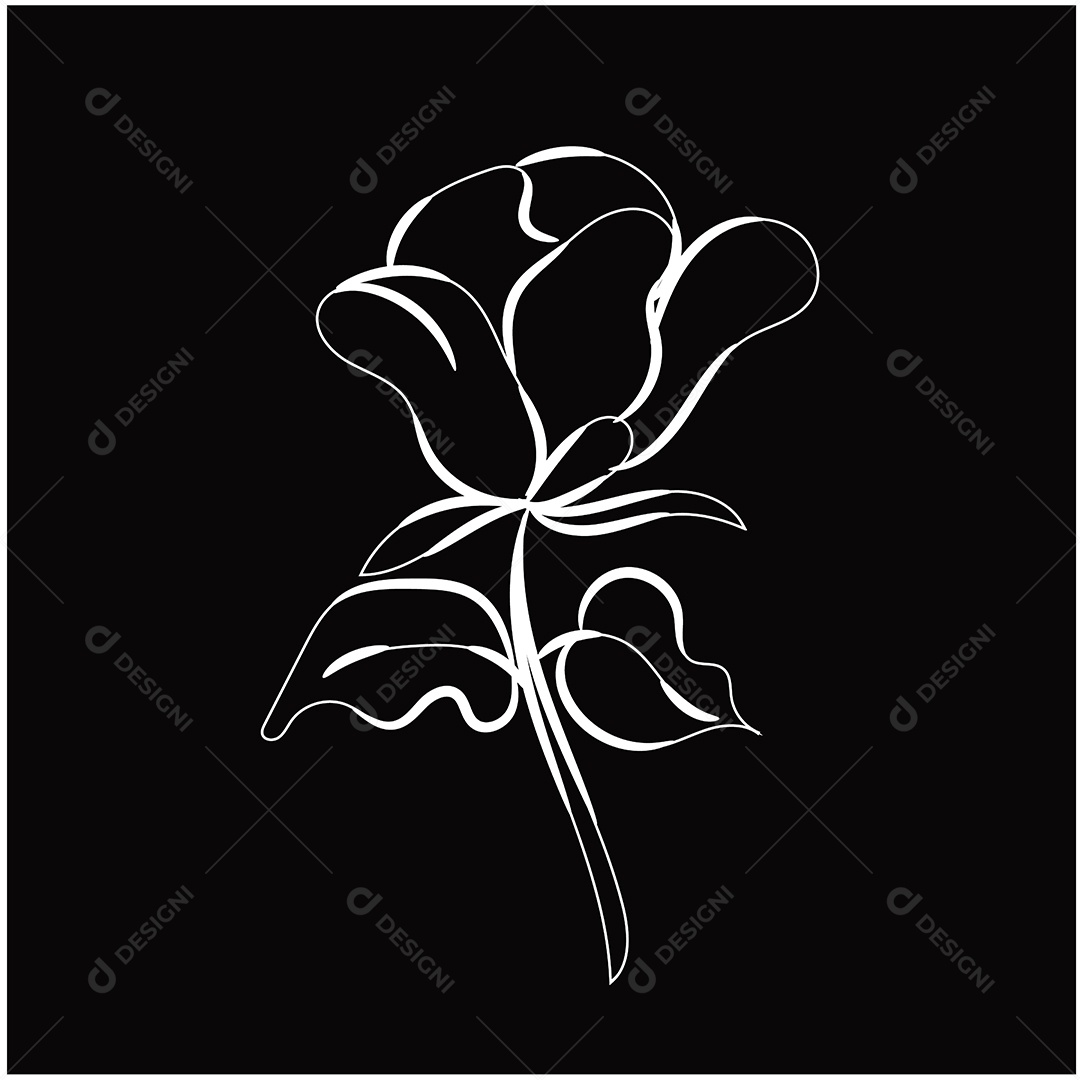 Desenho de Flores Feito a Mão Vetor EPS