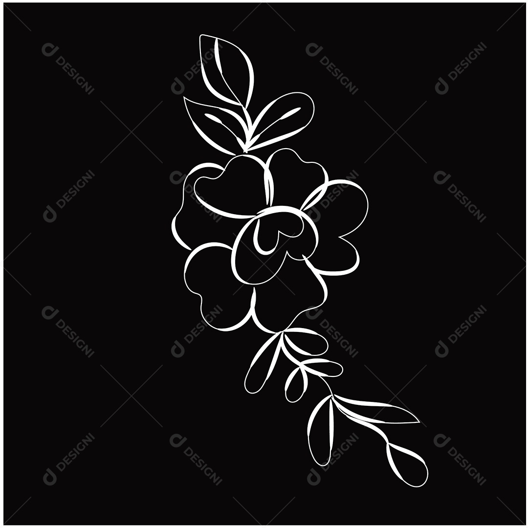 Desenho de Flores Feito a Mão Vetor EPS