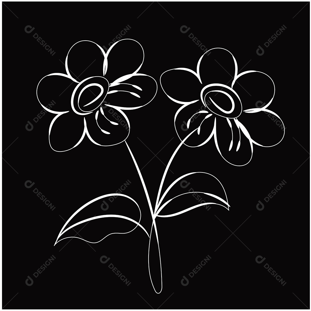 Desenho de Flores Feito a Mão Vetor EPS