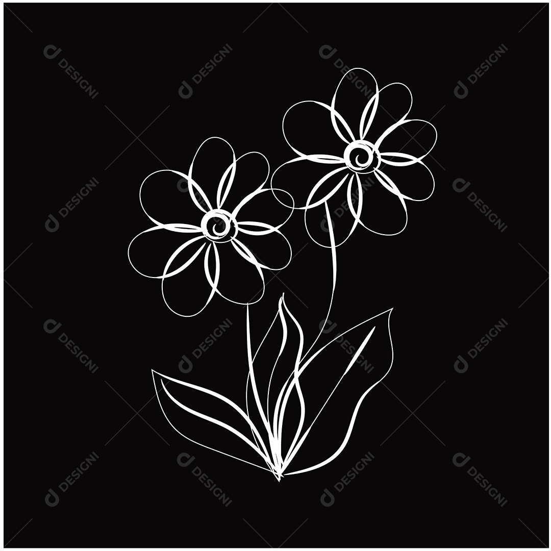 Desenho de Flores Feito a Mão Vetor EPS