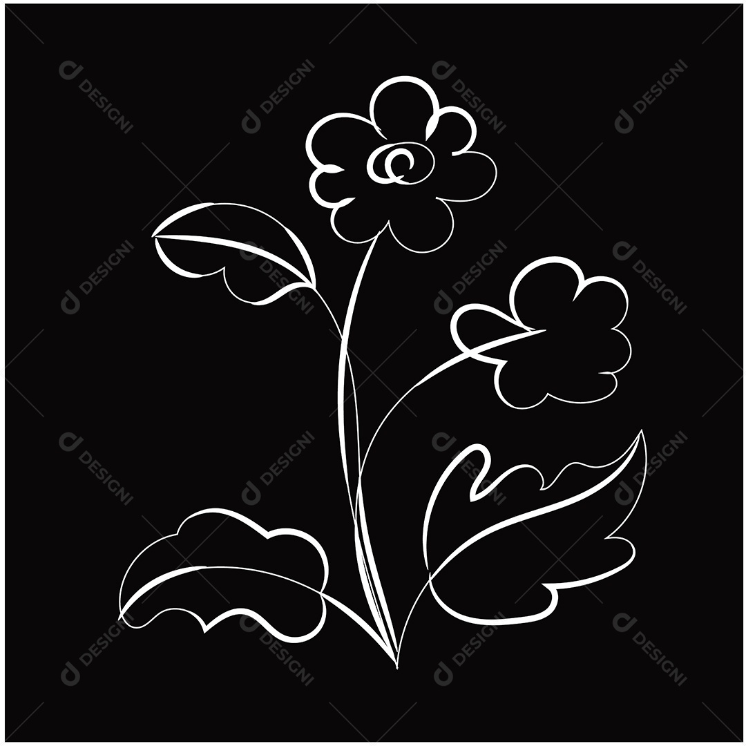 Desenho de Flores Feito a Mão Vetor EPS