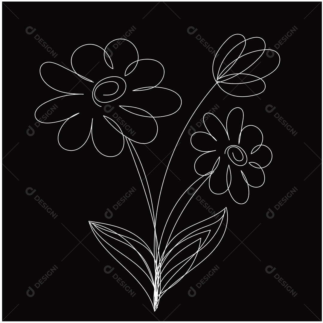 Desenho de Flores Feito a Mão Vetor EPS