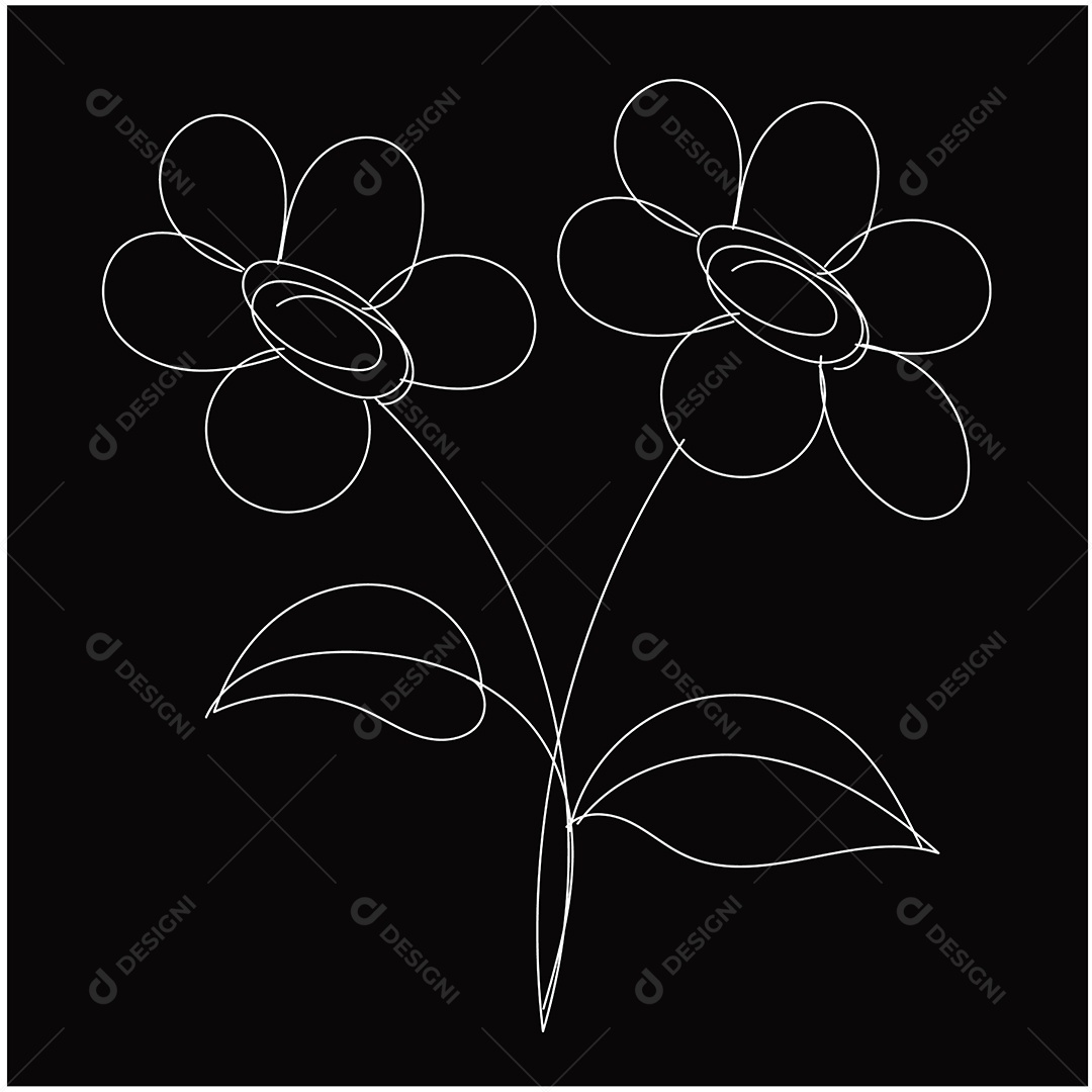 Desenho de Flores Feito a Mão Vetor EPS