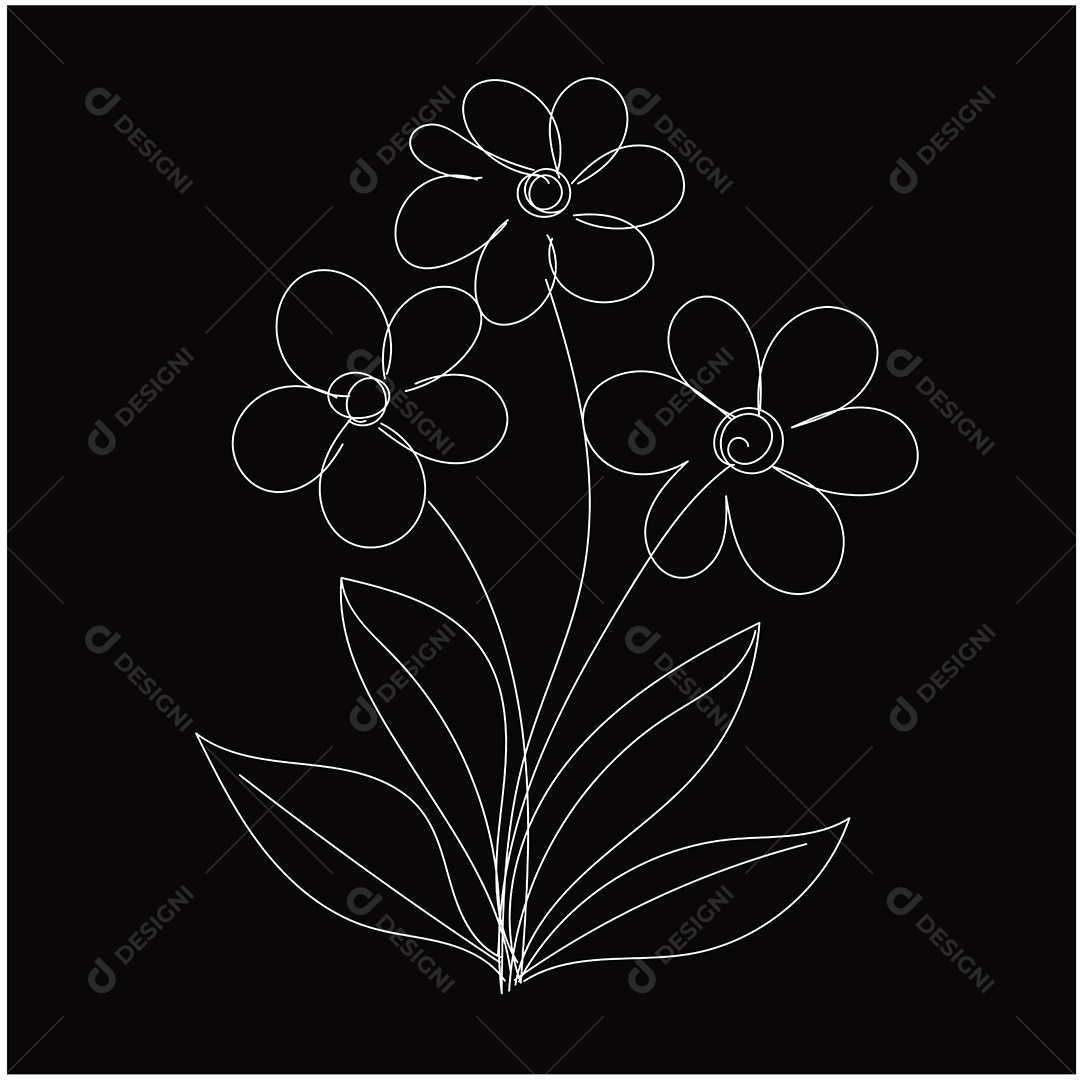 Desenho de Flores Feito a Mão Vetor EPS