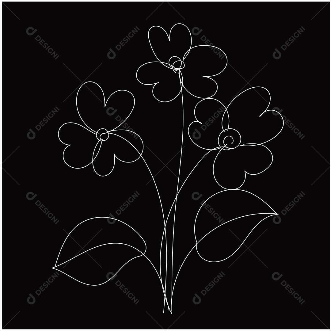 Desenho de Flores Feito a Mão Vetor EPS