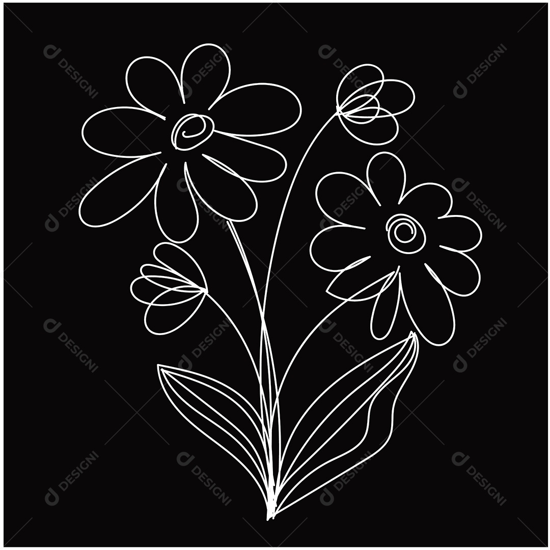Desenho de Flores Feito a Mão Vetor EPS
