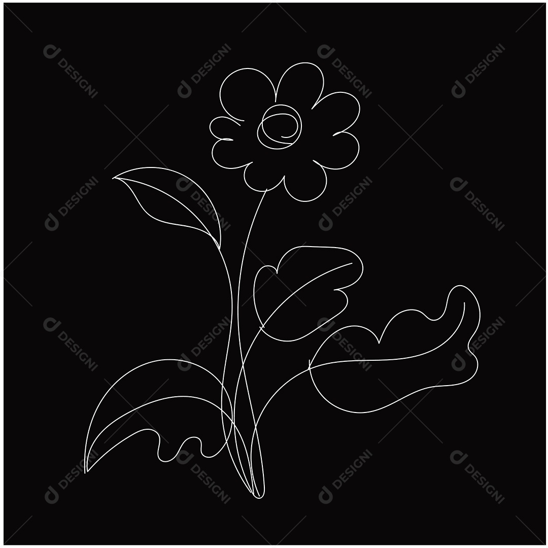 Desenho de Flores Feito a Mão Vetor EPS