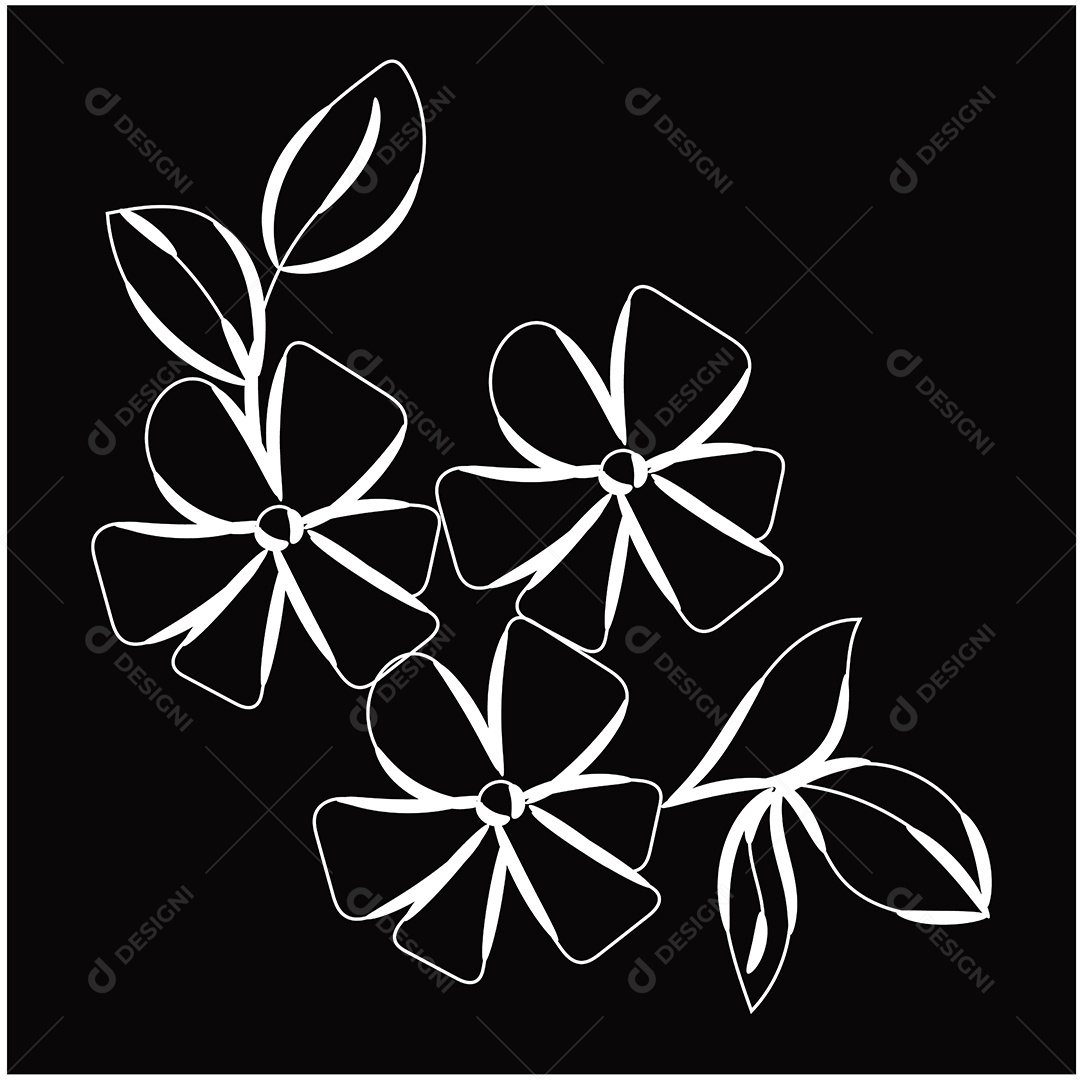 Desenho de Flores Feito a Mão Vetor EPS