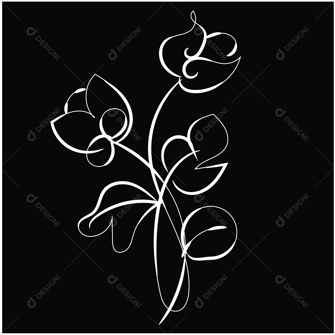 Desenho de Flores Feito a Mão Vetor EPS