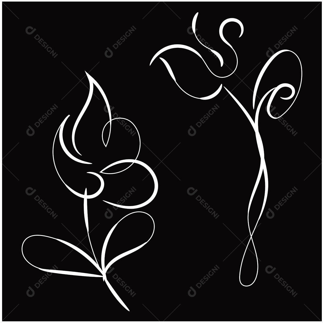 Desenho de Flores Feito a Mão Vetor EPS