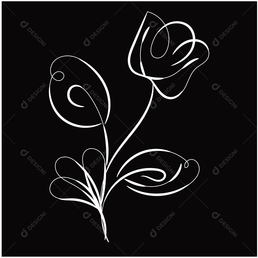 Desenho de Flores Feito a Mão Vetor EPS