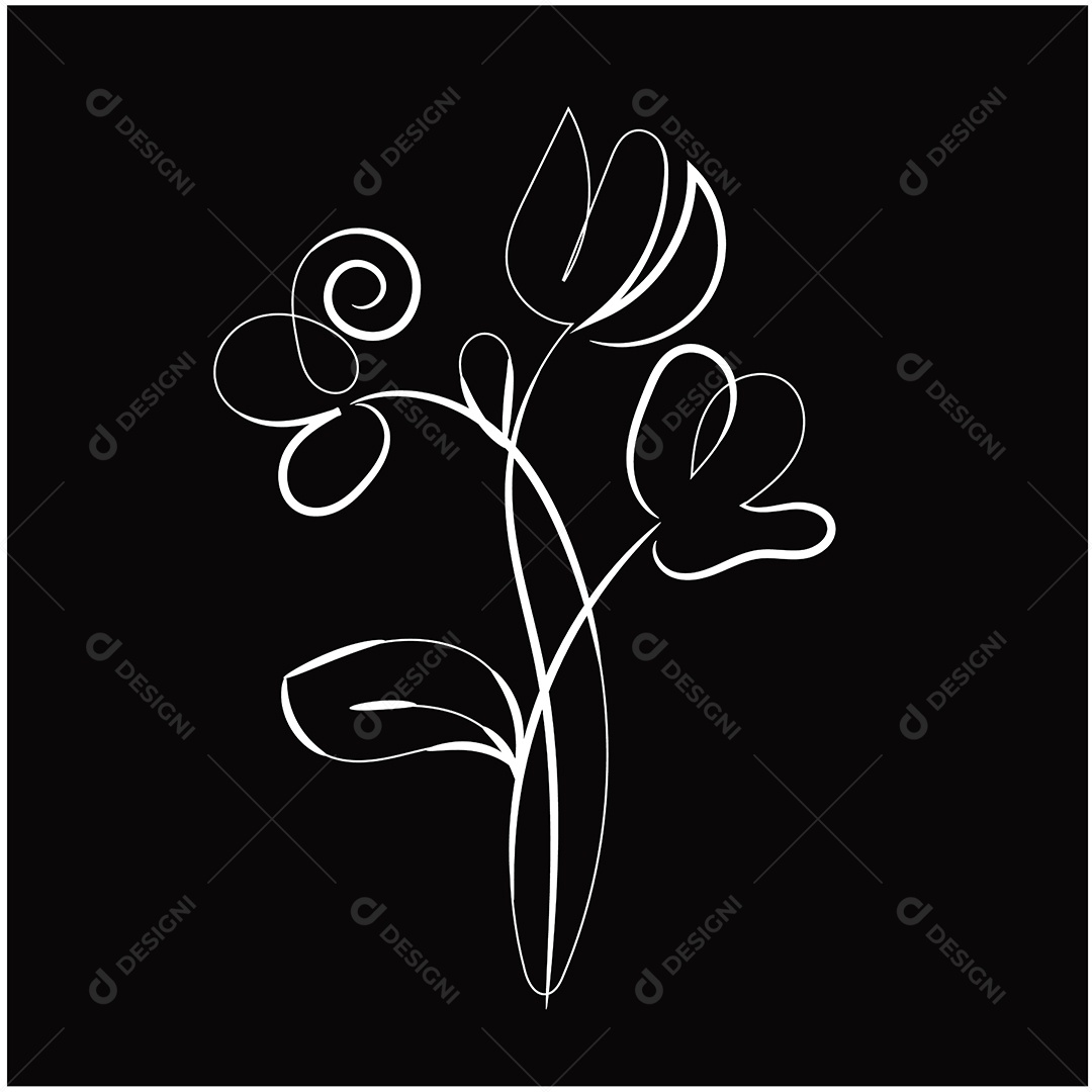 Desenho de Flores Feito a Mão Vetor EPS