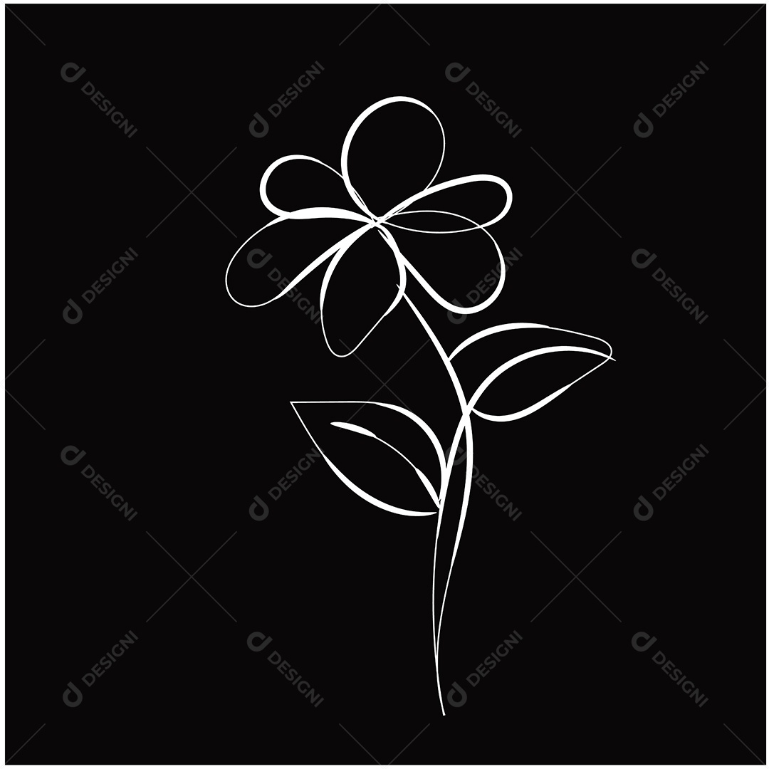 Desenho de Flores Feito a Mão Vetor EPS