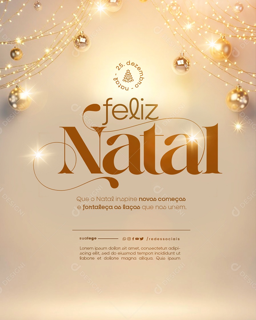 Feliz Natal 25 de Dezembro Social Media PSD Editável