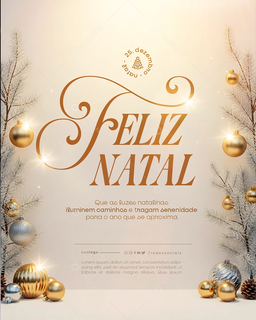 Feliz Natal 25 de Dezembro Social Media PSD Editável