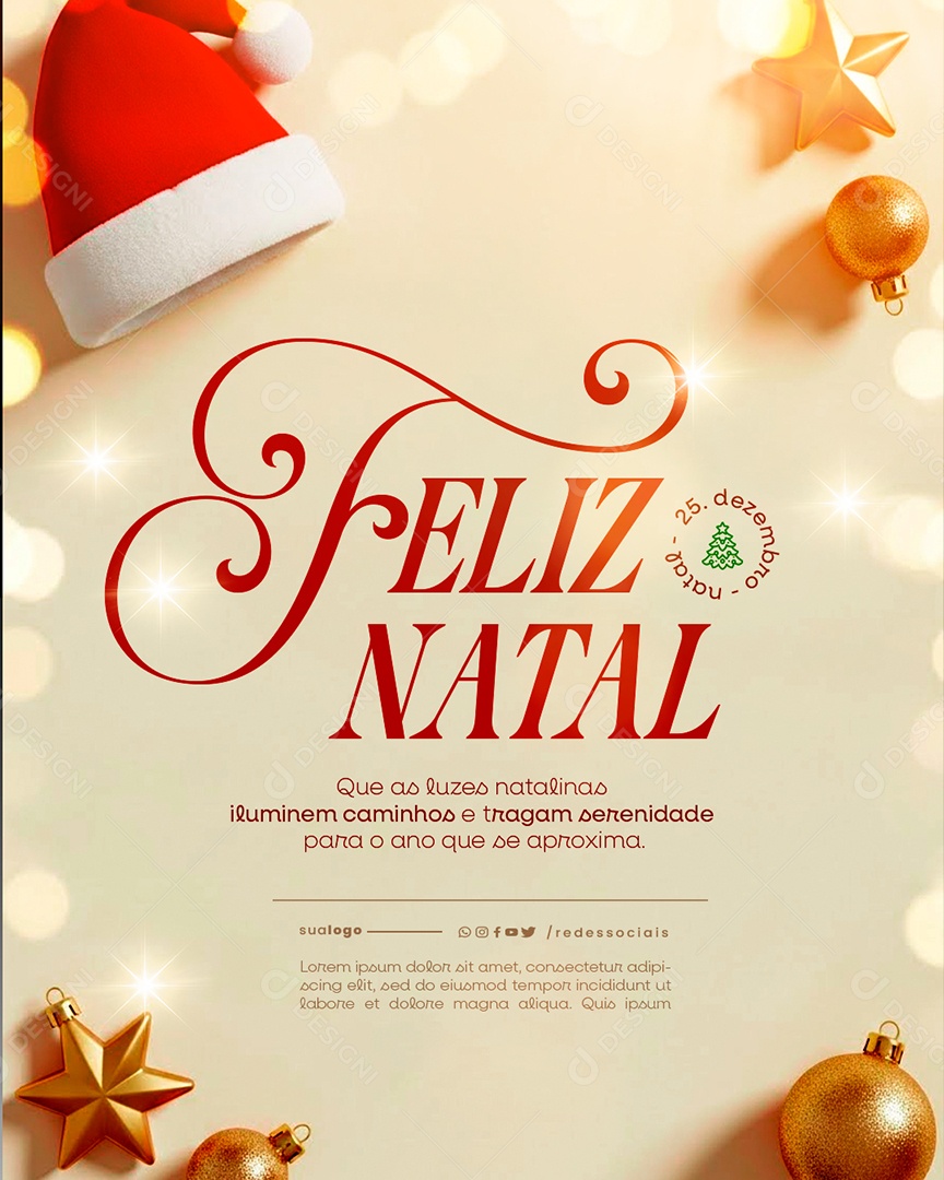 Feliz Natal 25 de Dezembro Social Media PSD Editável