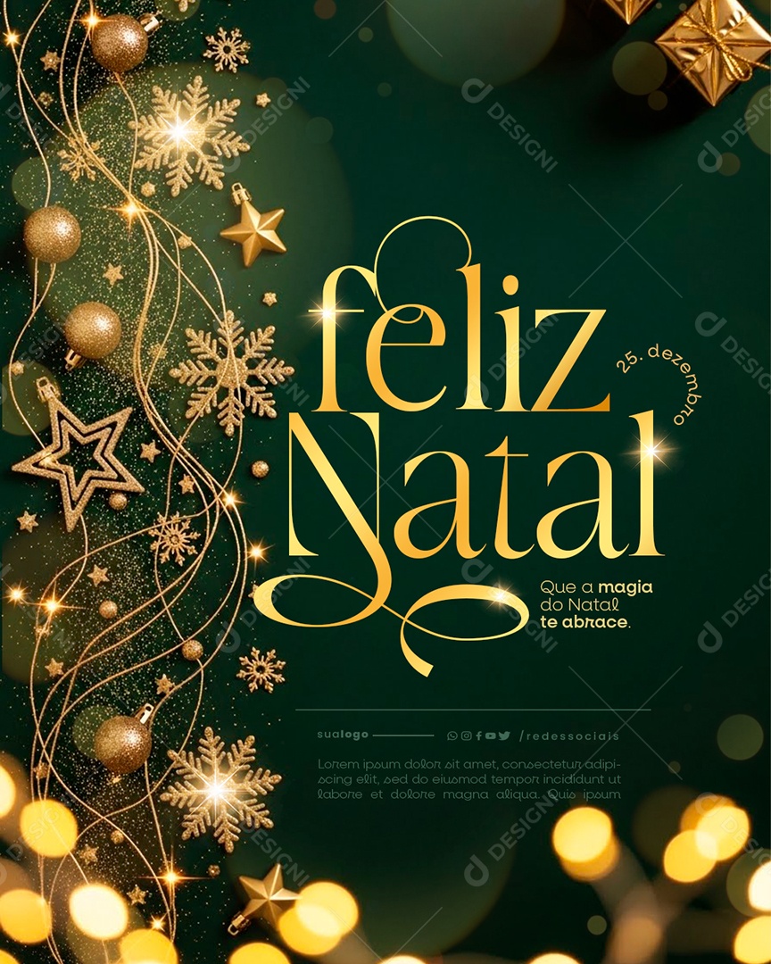 Feliz Natal 25 de Dezembro Social Media PSD Editável