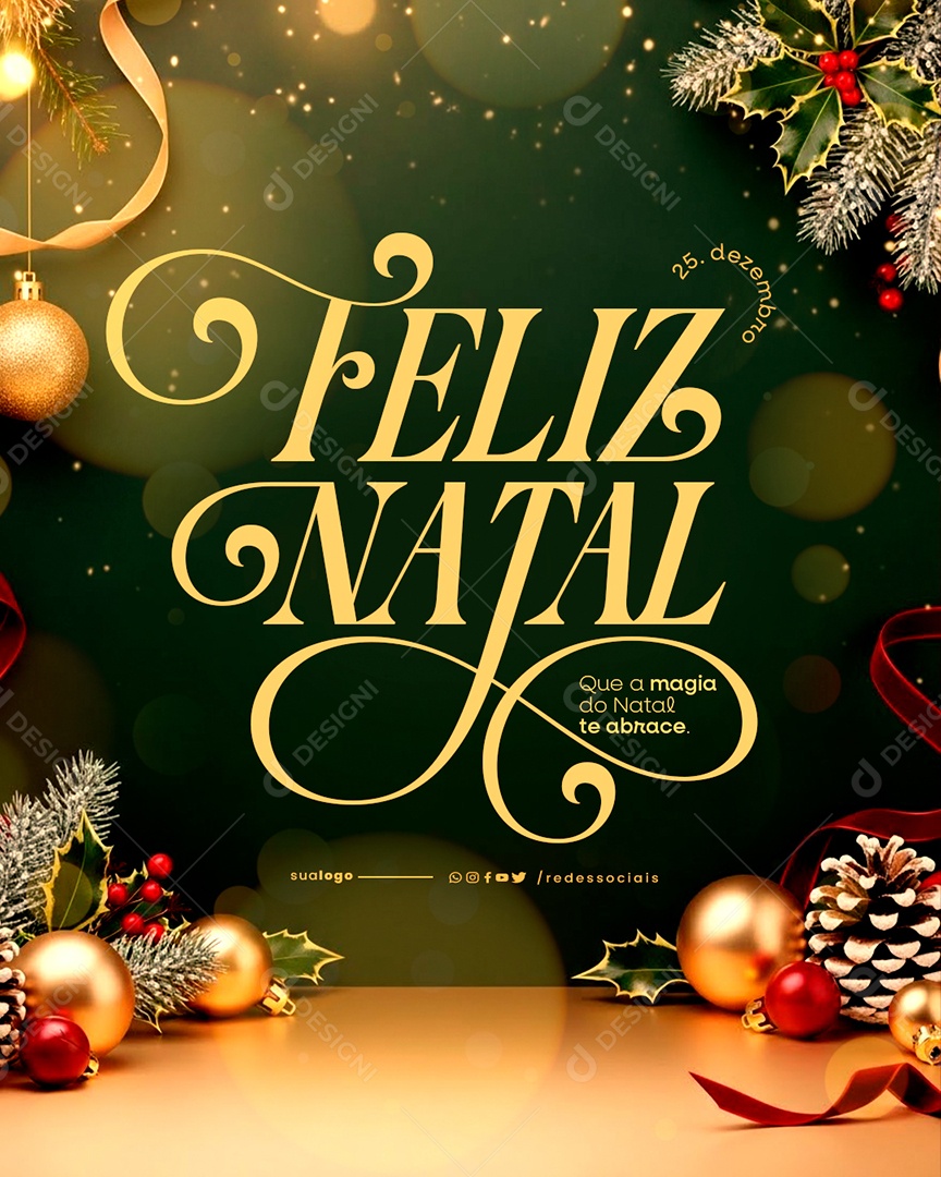 Feliz Natal 25 de Dezembro Social Media PSD Editável