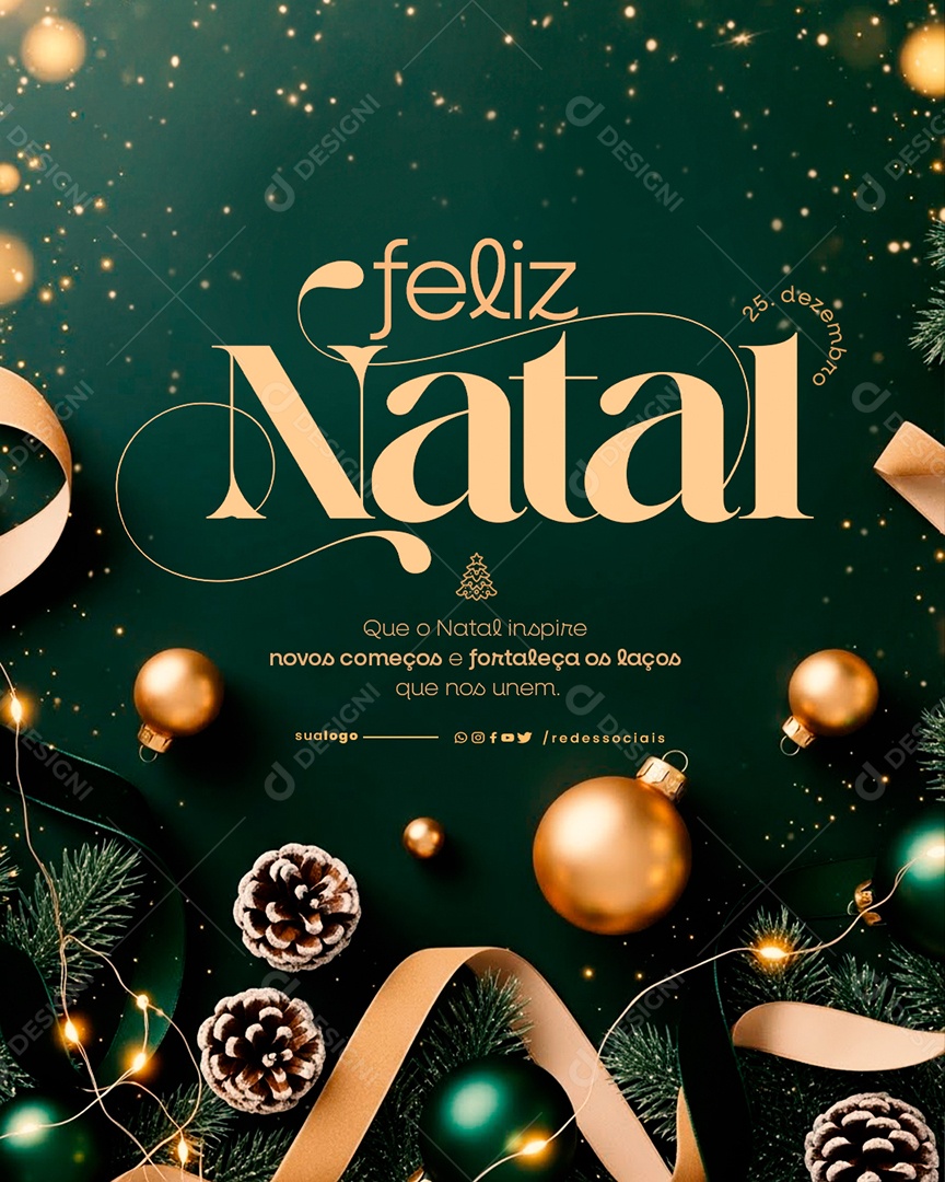 Feliz Natal 25 de Dezembro Social Media PSD Editável