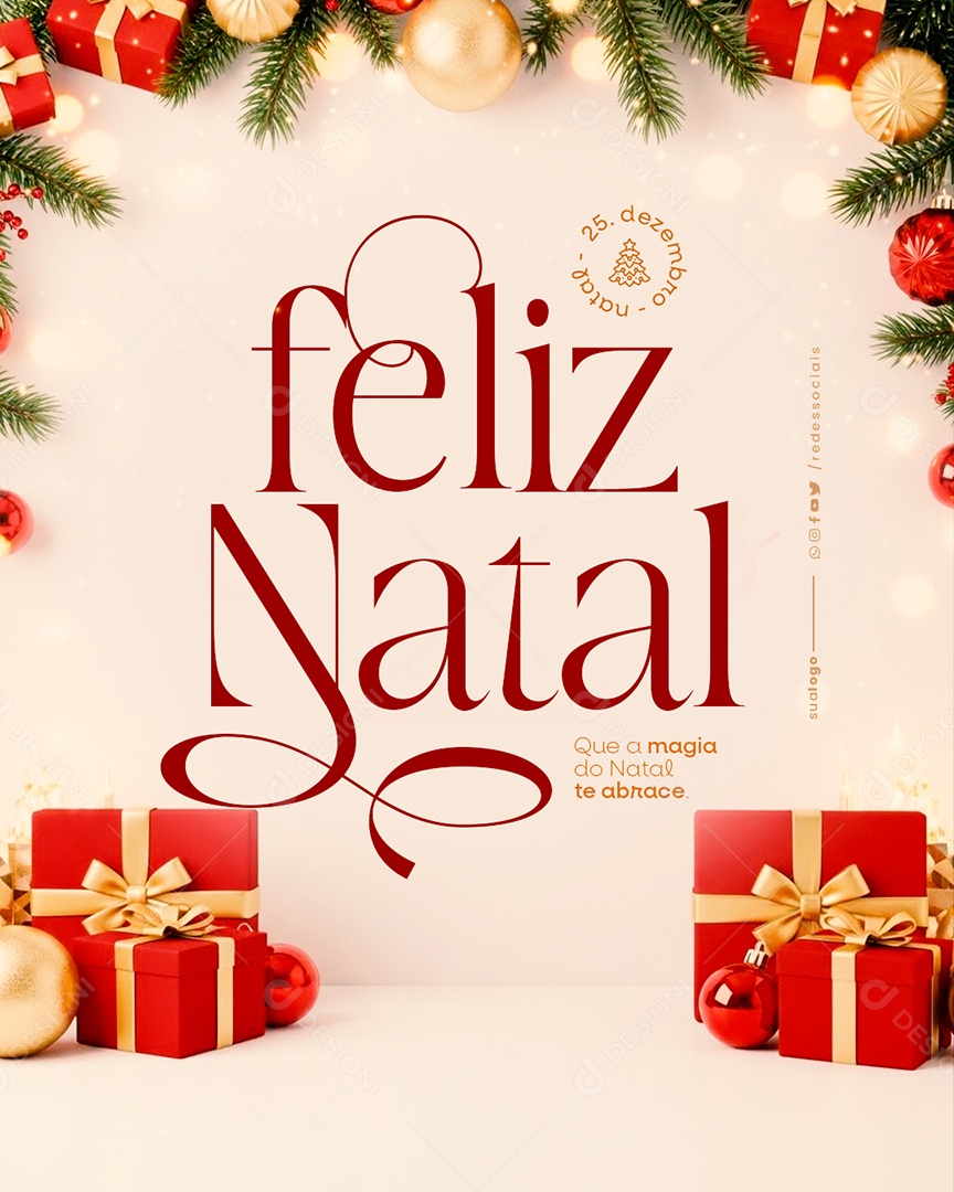 Feliz Natal 25 de Dezembro Social Media PSD Editável
