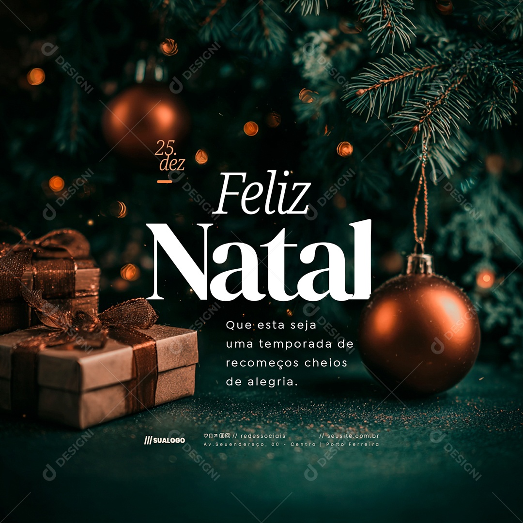 Feliz Natal 25 de Dezembro Social Media PSD Editável