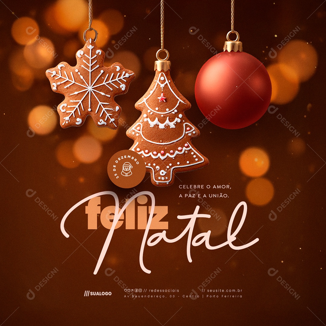 Feliz Natal 25 de Dezembro Celebre o Amor Social Media PSD Editável