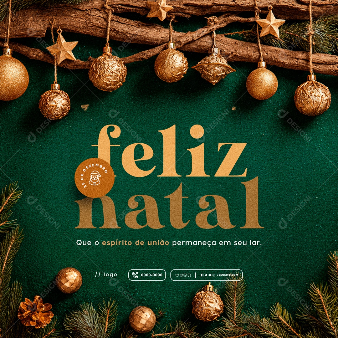 Feliz Natal 25 de Dezembro Que o Espírito de União Permaneça Social Media PSD Editável