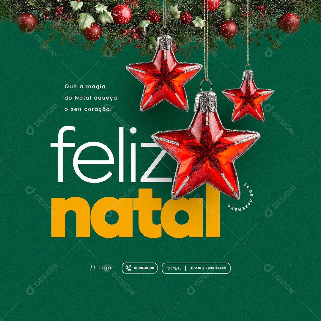 Feliz Natal 25 de Dezembro Social Media PSD Editável