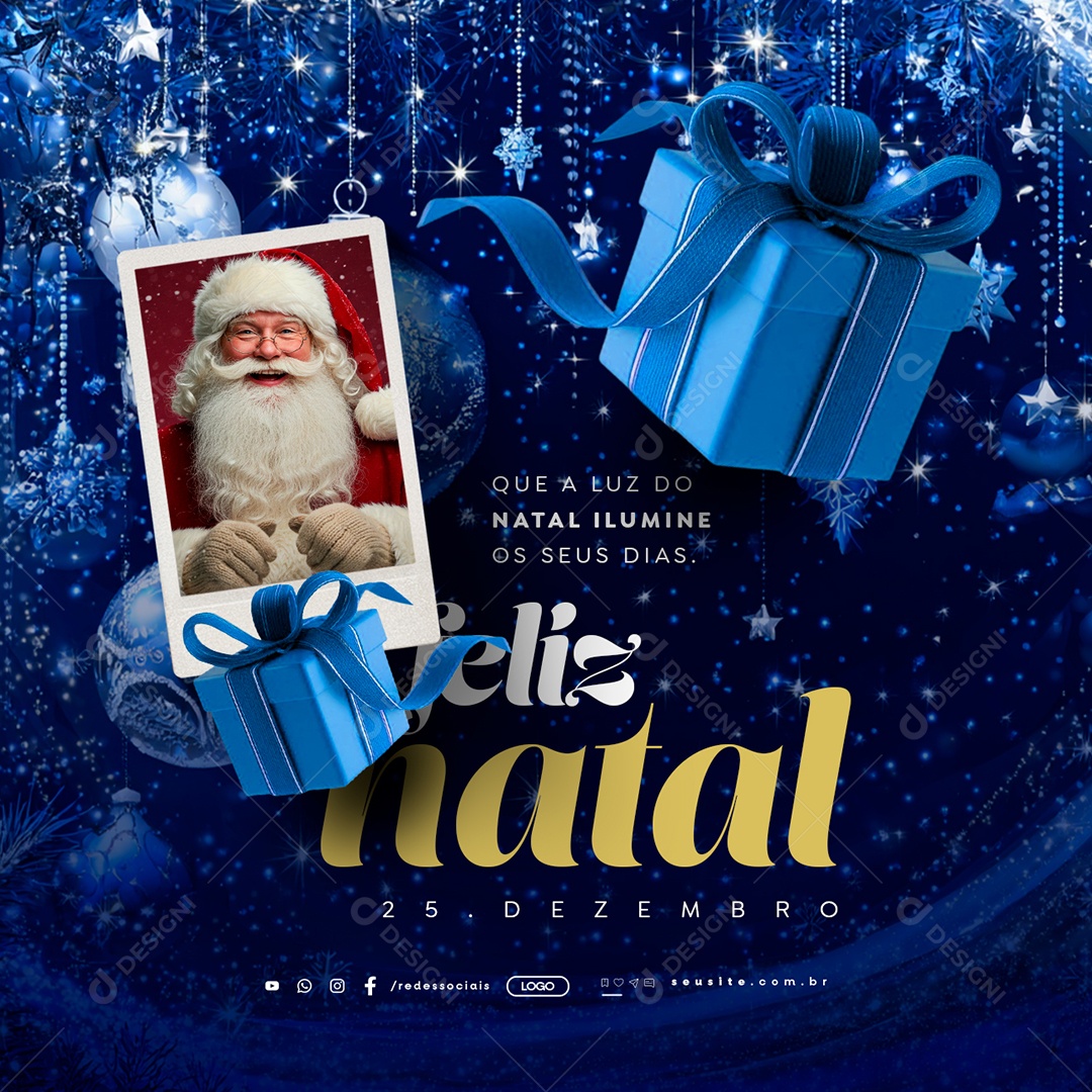Feliz Natal 25 de Dezembro Que a Luz do Natal Ilumine Os Seus Dias Social Media PSD Editável
