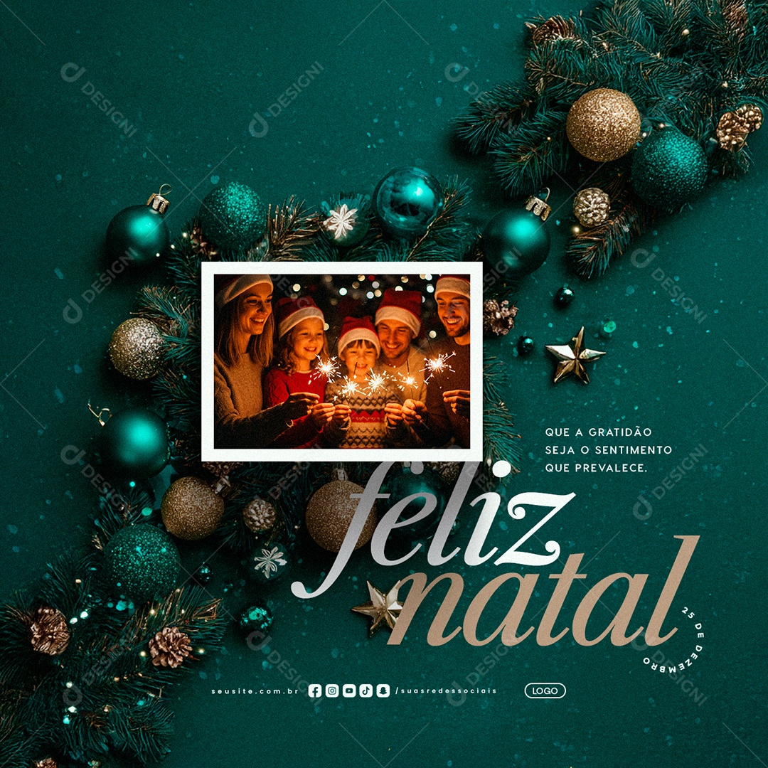 Feliz Natal 25 de Dezembro Social Media PSD Editável