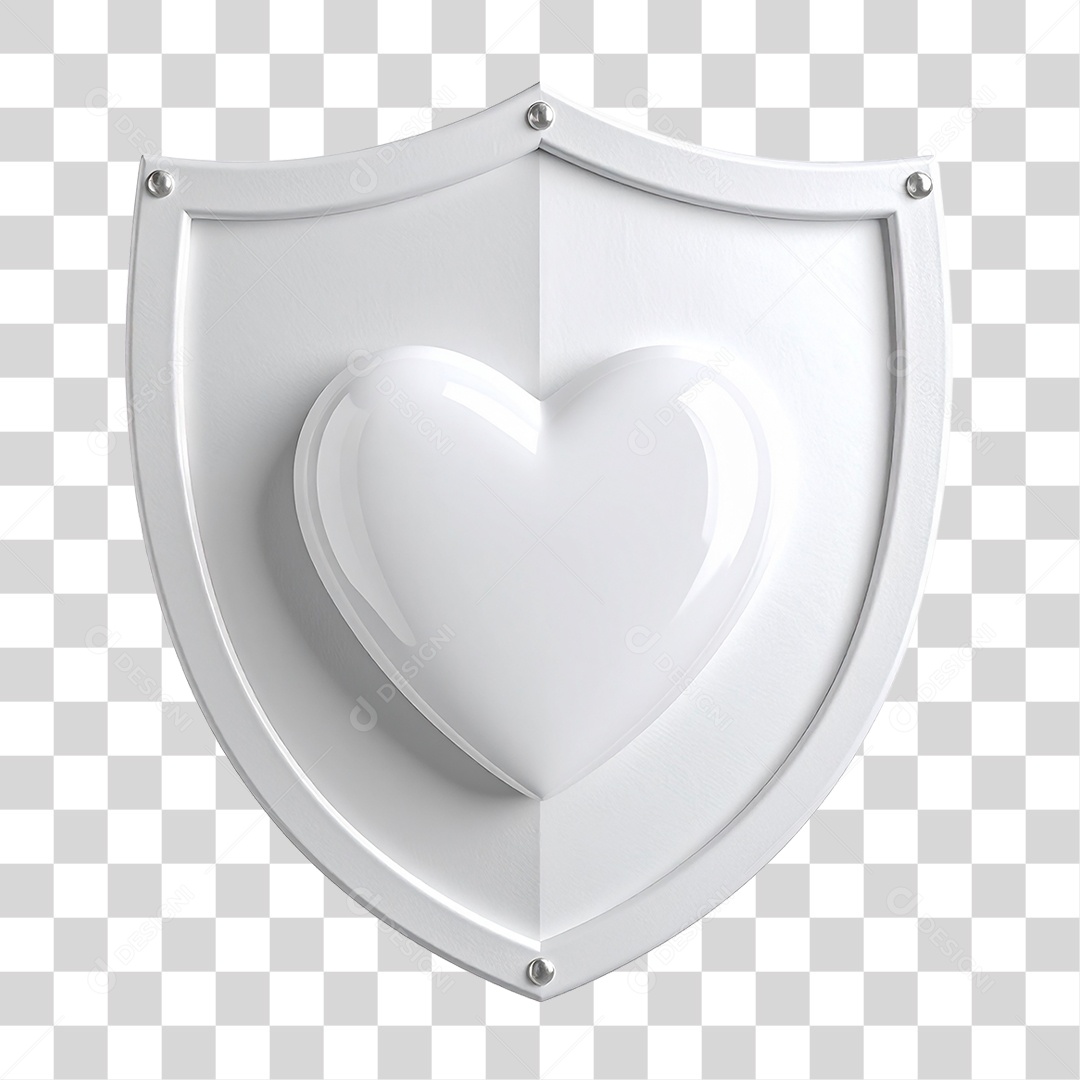 Ícone 3D Escudo Branco PNG Transparente