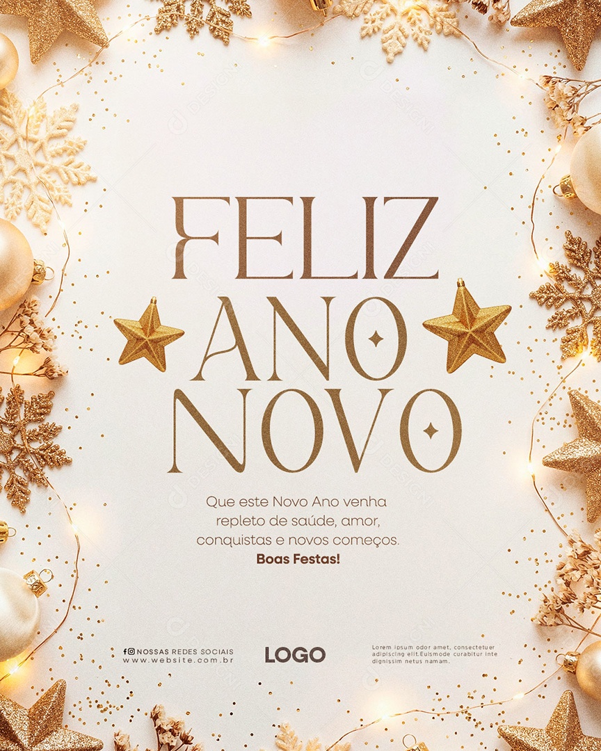 Feliz Ano Novo 01 de Janeiro Social Media PSD Editável