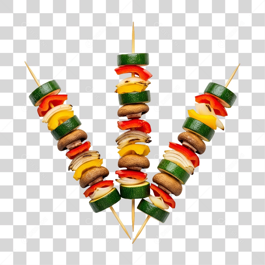 Espetinho com Legumes Churrasco Churrasquinho PNG Transparente