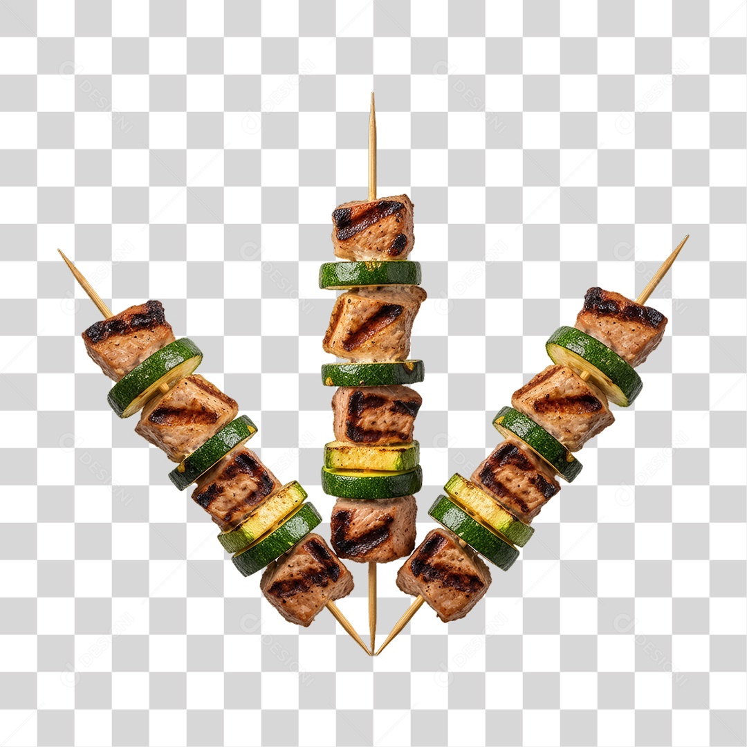 Espetinho com Legumes Churrasco Churrasquinho PNG Transparente