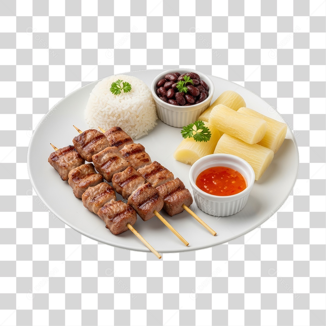 Porção de Linguiça Churrasco Churrasquinho PNG Transparente
