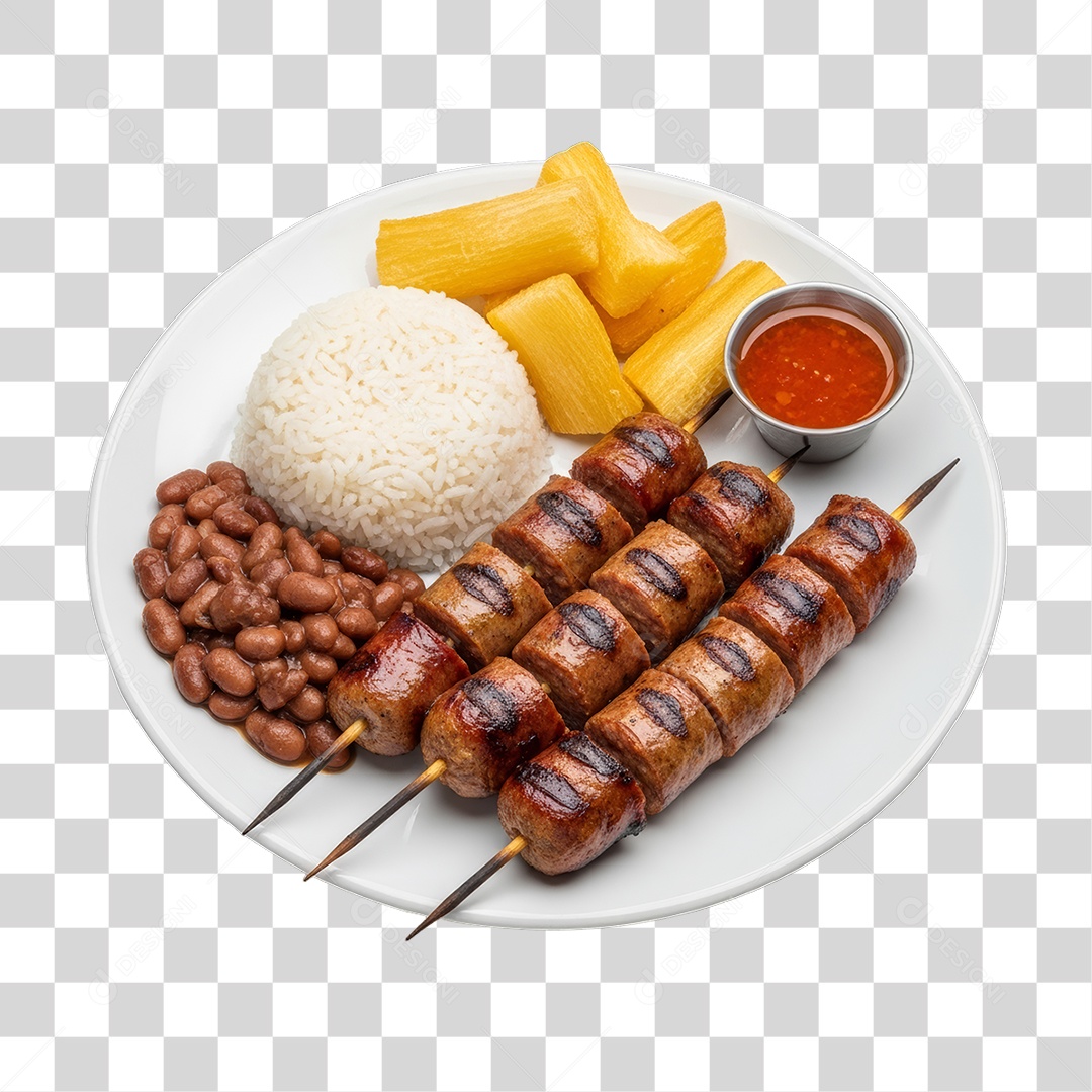 Porção de Linguiça Churrasco Churrasquinho PNG Transparente