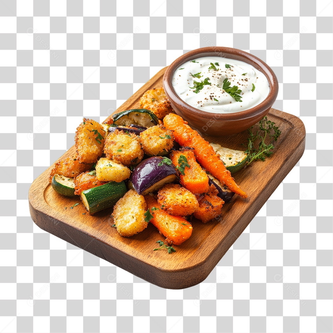 Porção de Peixe e Frango com Complementos PNG Transparente