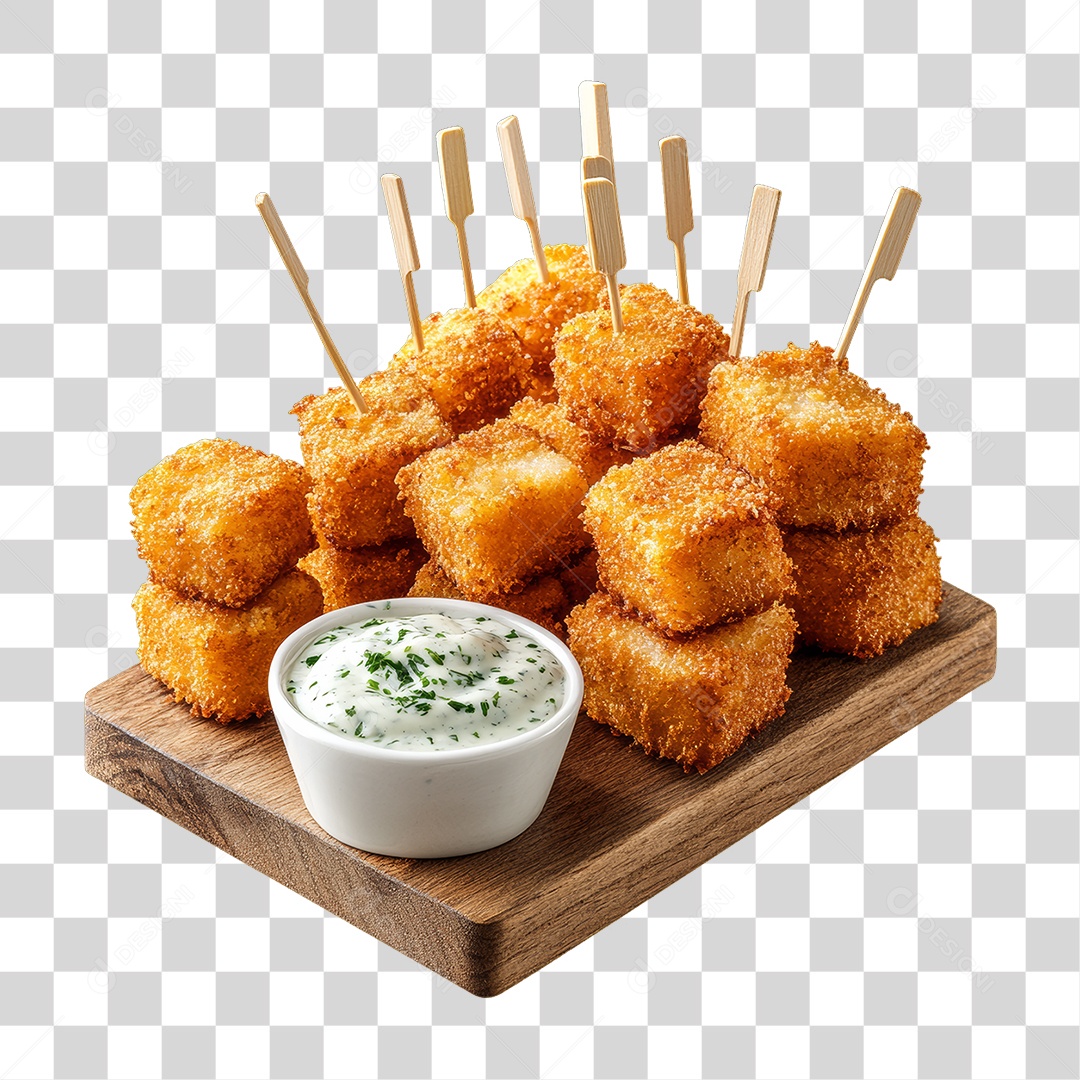 Porção de Peixe e Frango com Complementos PNG Transparente