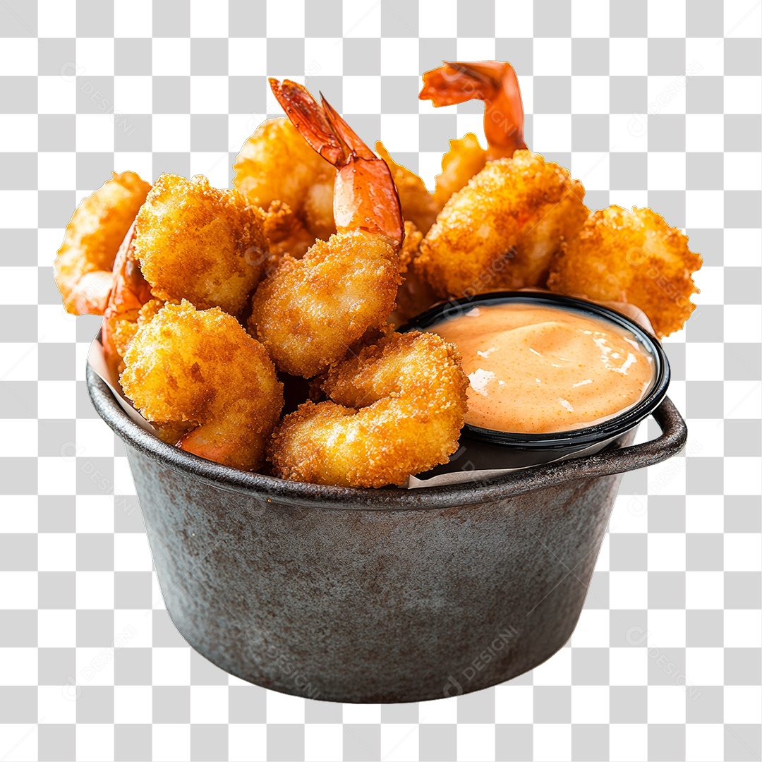 Porção de Camarão com Complementos PNG Transparente