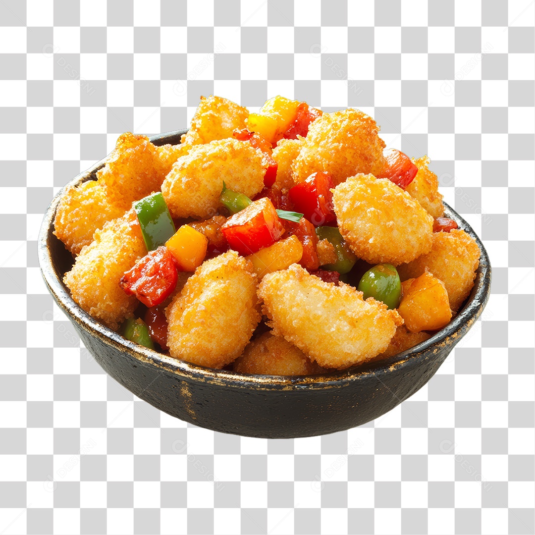 Porção de Peixe e Frango com Complementos PNG Transparente