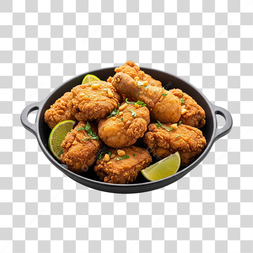 Porção de Peixe e Frango com Complementos PNG Transparente