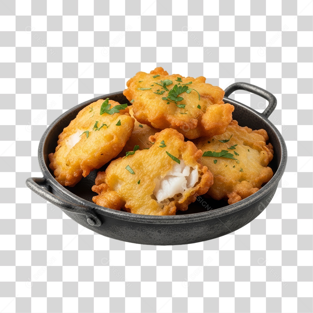 Porção de Peixe e Frango com Complementos PNG Transparente