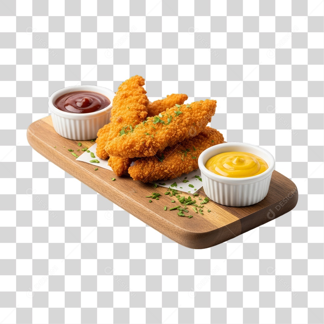 Porção de Peixe e Frango com Complementos PNG Transparente