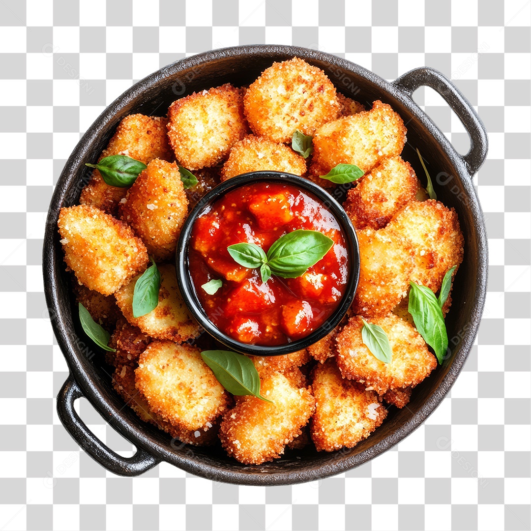 Porção de Peixe e Frango com Complementos PNG Transparente